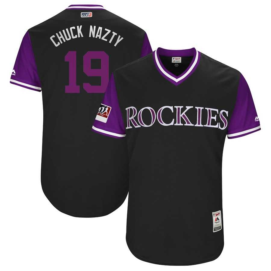 Rockies 19 Charlie Blackmon Chuck Nazty Black 2018 Players Weekend Stitched Jersey Dzhi,We sell and wholesale Rockies 19 Charlie Blackmon Chuck Nazty Black 2018 Players Weekend Stitched Jersey Dzhi on line form chian!